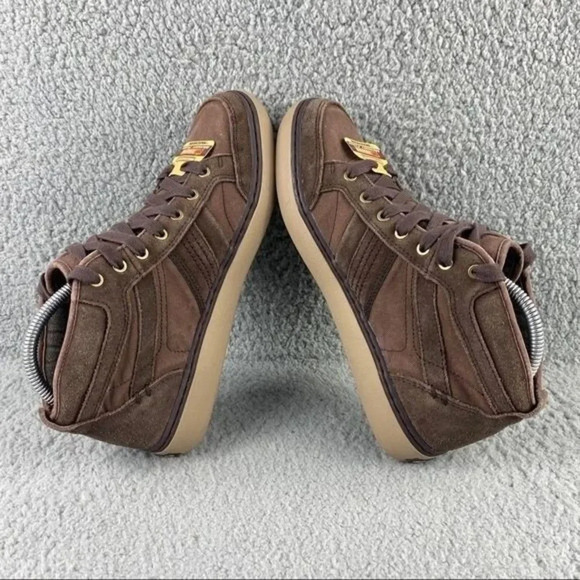 NEW SKECHERS GEL INFUSED Memory Foam Hi Top Shoe Suede Sneaker Mens Size 7 Brown - Picture 7 of 13